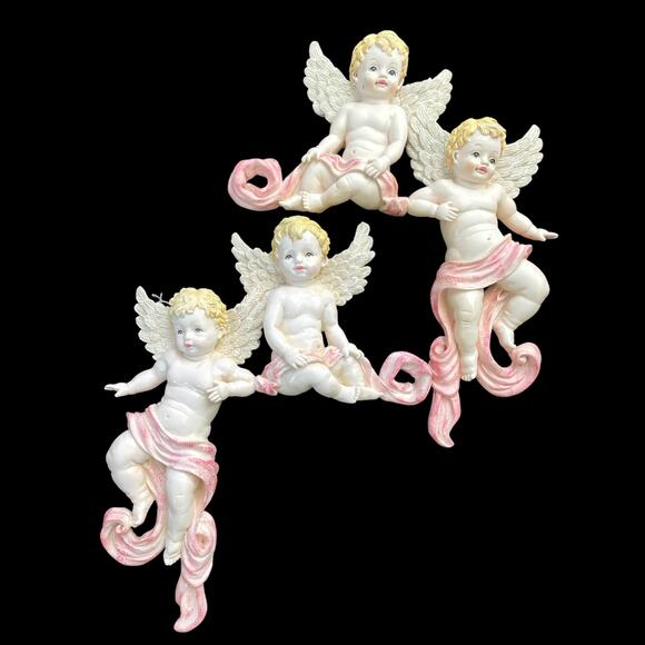 House Of Lloyd Vtg 1998 Christmas Around The World Cherub Wall Plaque Pair READ - Picture 1 of 12